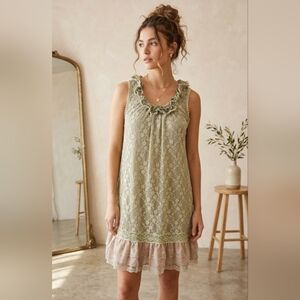 Pretty Good Sage Green Lace Mini Dress | Boho Ruffle Tiered Style